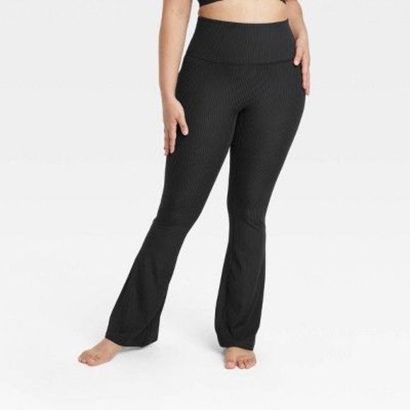 Women's Rib Flare Leggings - All in Motion Black S - Picture 2 of 4